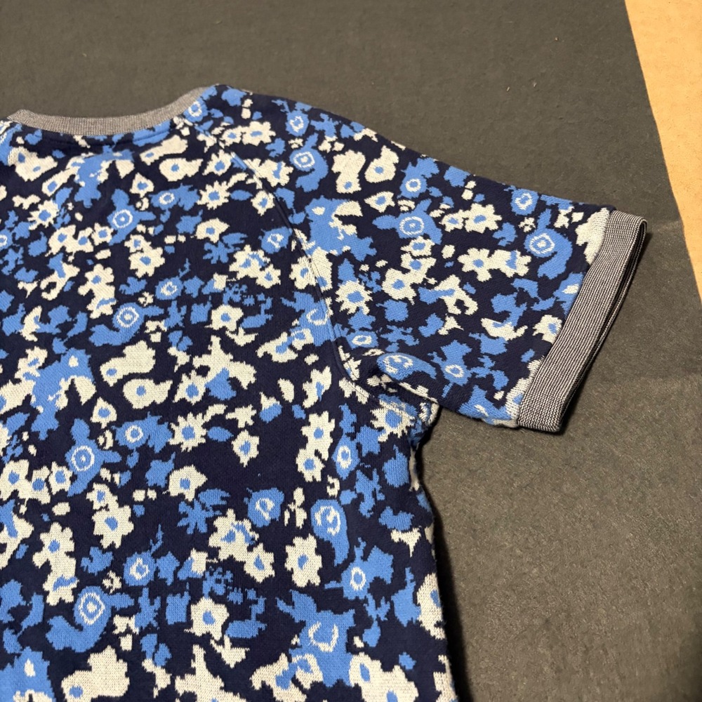 PRPS Short Sleeve Knit Streetwear Mens L Blue Floral Camo Side Zip Designer Bold - Picture 8 of 8